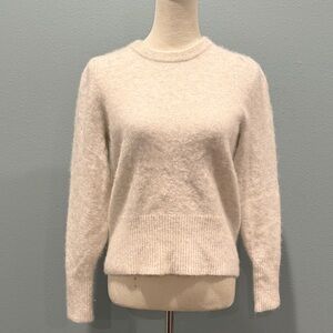 Banana Republic Puff Sleeve Heather Gray Alpaca Blend Crewneck Sweater Medium
